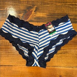 Maidenform Blue and White Striped Cheeky Panties